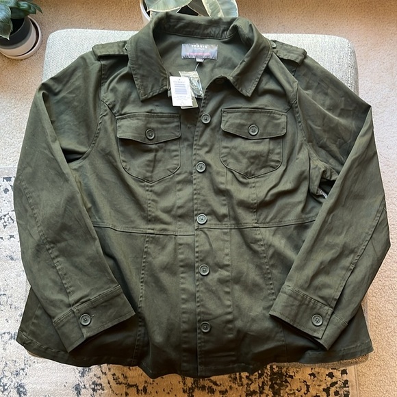 NWT Torrid Stretch Twill Peplum Utility Jacket in Olive Green , Size: 14-16 - Picture 5 of 17